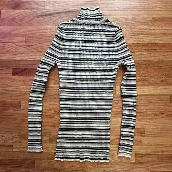 Women's Striped Turtleneck Sweater Mini Dress Size XS l Cozy Cozycore - Picture 6 of 8